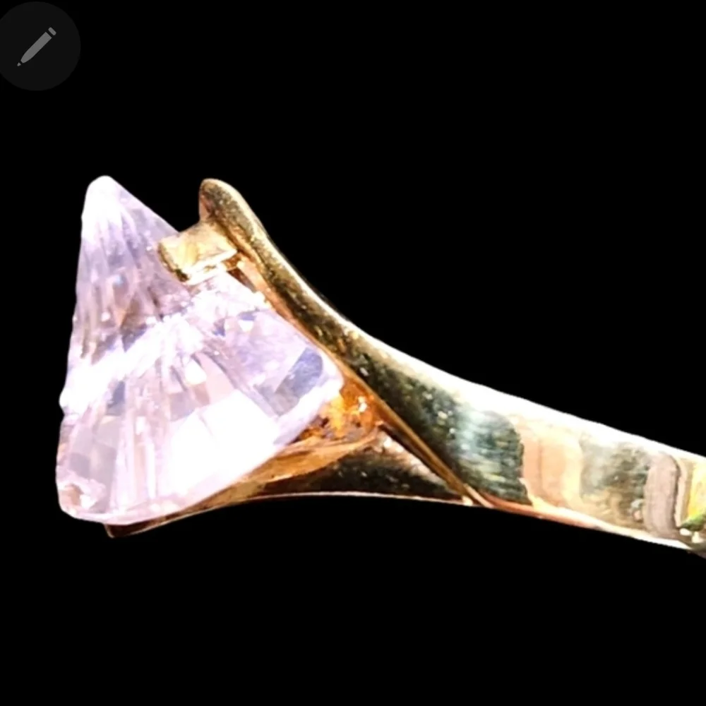 Elegant Sterling Silver Gold Vermeil Ring Size 6.25 with Pink Gemstone Estate